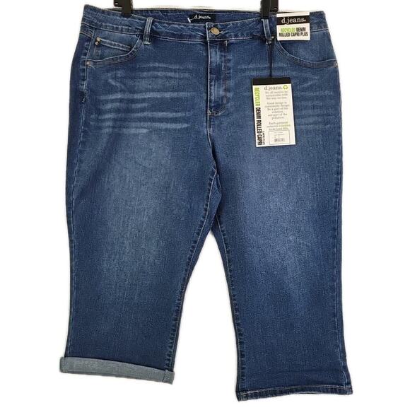 d.jeans ~Woman Plus Size 22W~ Blue Denim Recycled Denim Rolled Capri Jeans NWT. - Picture 8 of 15